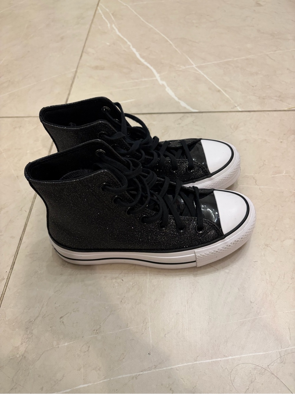 Converse Black Glitter High-Top Platform Sneakers